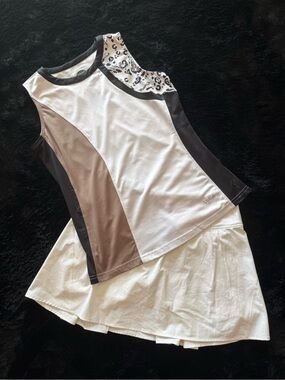 Bolle Athletic Tank with Leopard Trim and white skort